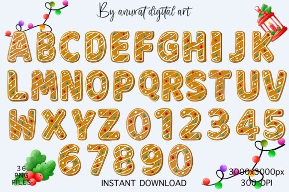 Christmas Alphabets and Numbers Clipart for Modern Illustrations