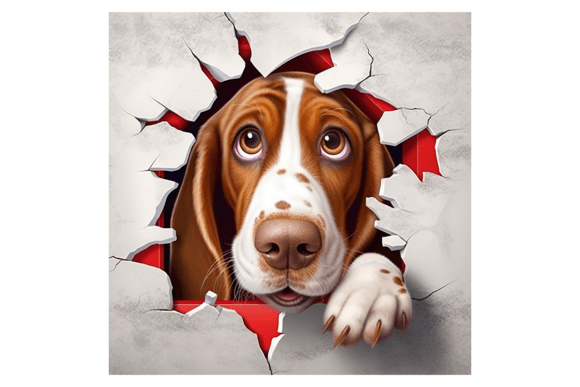 Christmas Basset Hound Broken Wall 2: Illustrations for Crafters