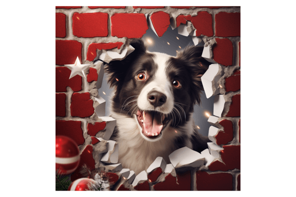 Christmas Border Collie Broken Wall 2 Illustrations Review