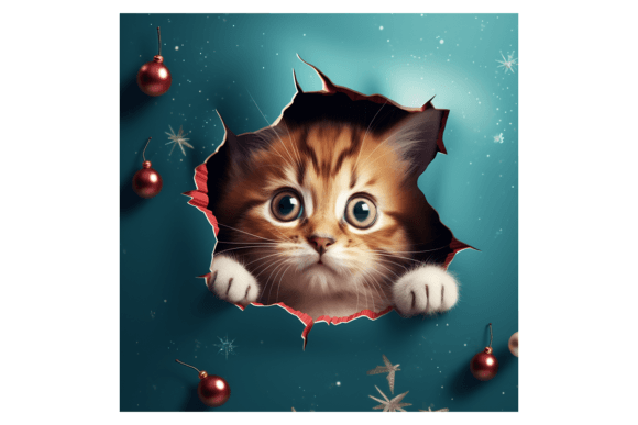 Christmas Cat Broken Wall: Festive Illustrations for Real Crafting