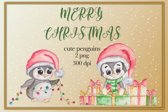 Christmas Cute Penguins Png for Modern Illustrations