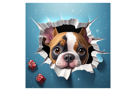 Christmas French Bulldog Broken Wall 2 for Modern Illustrations