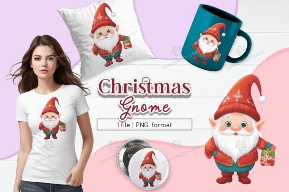 Christmas Gnome Sublimation Clipart_06 for Illustrations