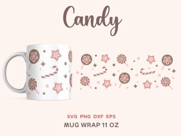 Christmas Mug Press SVG, 11oz Candy Mug: Illustrations for Festive Branding