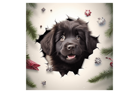 Christmas Newfoundland Dog Broken Wall 1: A Review for Illustrations