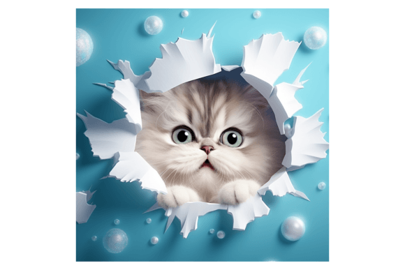 Christmas Persian Cat Broken Wall 1 for Illustrations