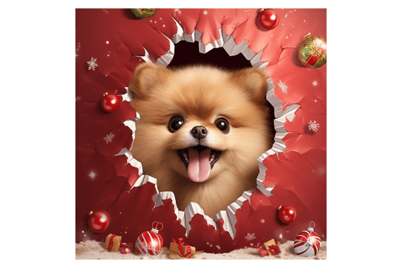 Christmas Pomeranian Broken Wall 3 Illustrations for Modern Blogs