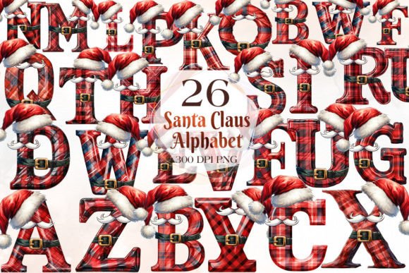 Christmas Santa Claus Alphabet Clipart for Festive Illustrations