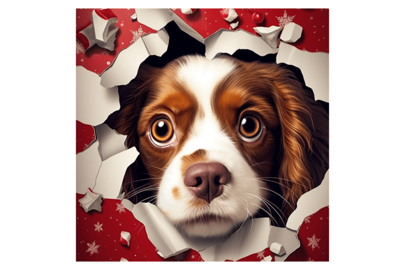 Christmas Spaniel Broken Wall 3 Illustrations for Real Crafting