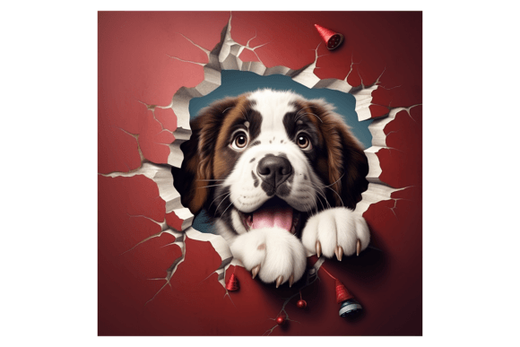 Christmas St Bernard Dog Broken Wall Illustrations Review