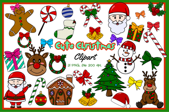 Cute Christmas Clipat: Festive Illustrations for Real Crafting