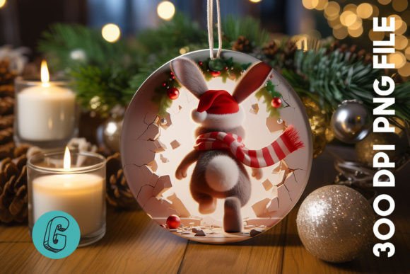 Cute Rabbit Christmas Ornament Back 03 Illustrations Review