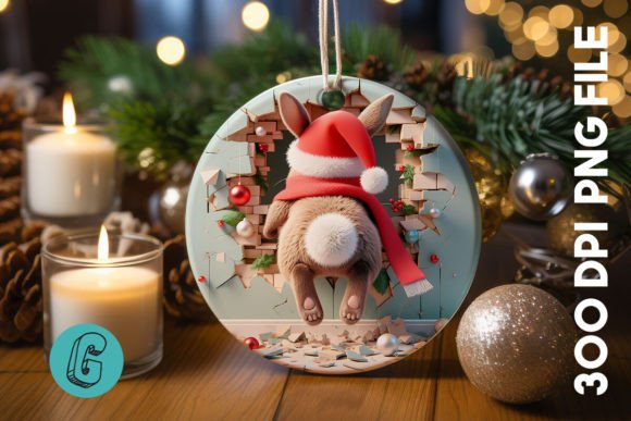 Cute Rabbit Christmas Ornament Back 05 in Illustrations