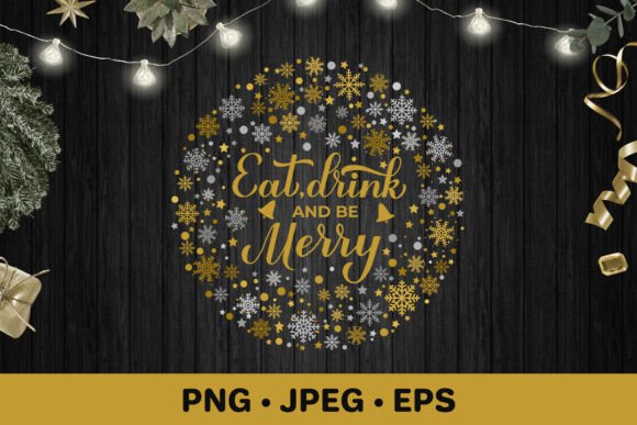 Eat Drink and Be Merry. Christmas Round Illustrations Review