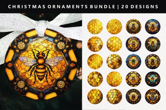 Honey Christmas Ornament Bundle for Illustrations and Branding