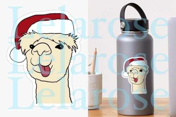 Lovely Alpaca Wearing Christmas Hat: Illustrations for Festive Branding
