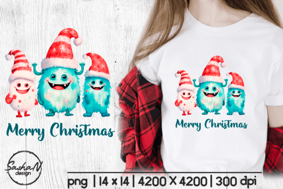Merry Christmas Png, Cute Monsters in Illustrations