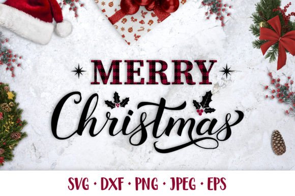 Merry Christmas SVG. Buffalo Plaid for Illustrations