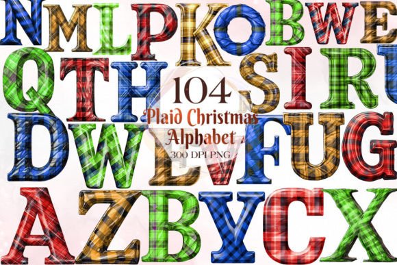 Plaid Christmas Alphabet Clipart Bundle for Modern Illustrations