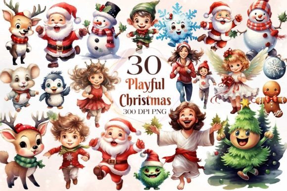 Playful Christmas Sublimation Clipart for Modern Illustrations