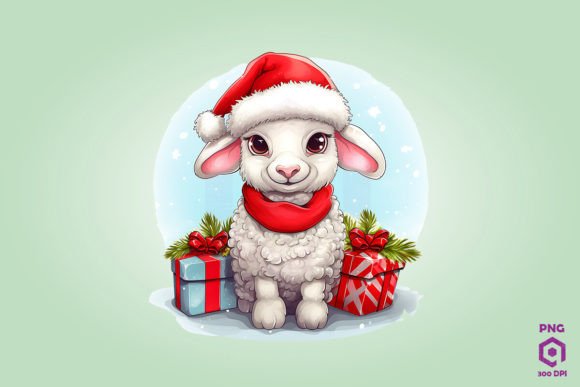 Snow Sheep with Christmas Gifts for Modern Illustrations