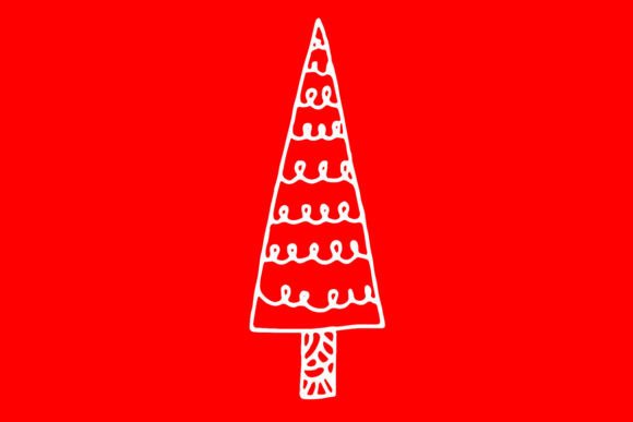White PNG SVG Christmas Tree Doodle Art for Illustrations